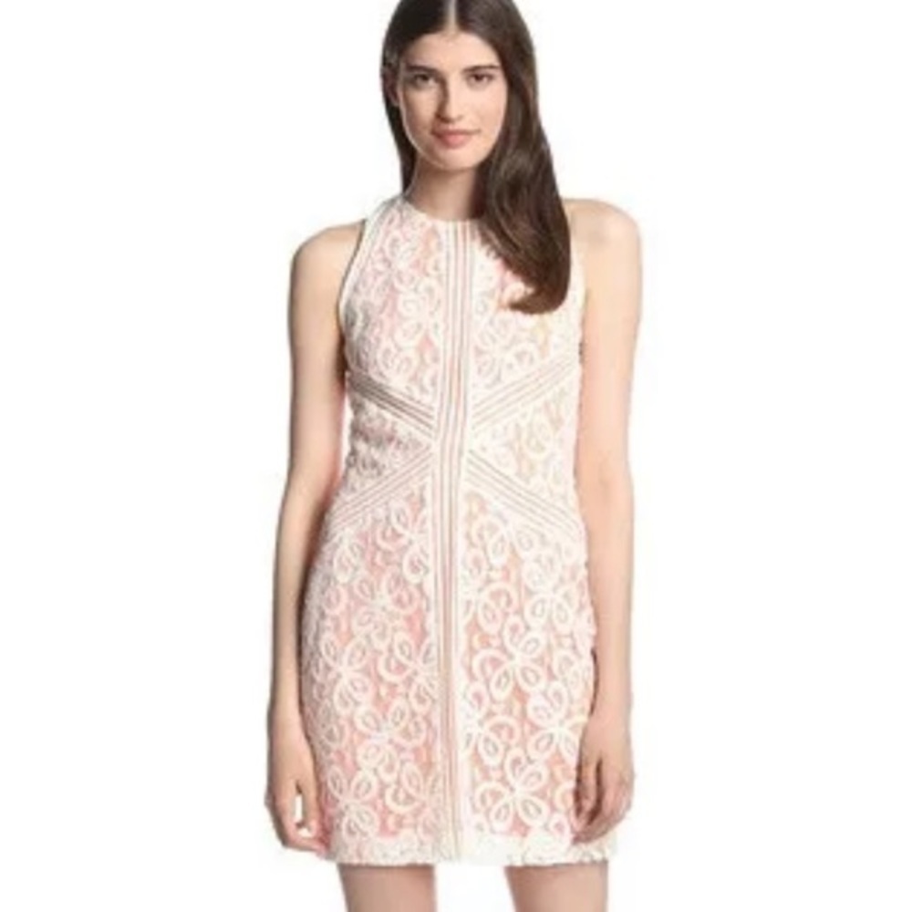 Muse Stripe Insert Lace Sheath Shift Dress 2‎
